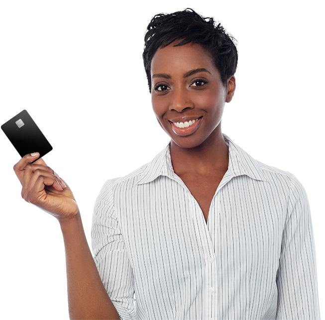 woman holding credit card